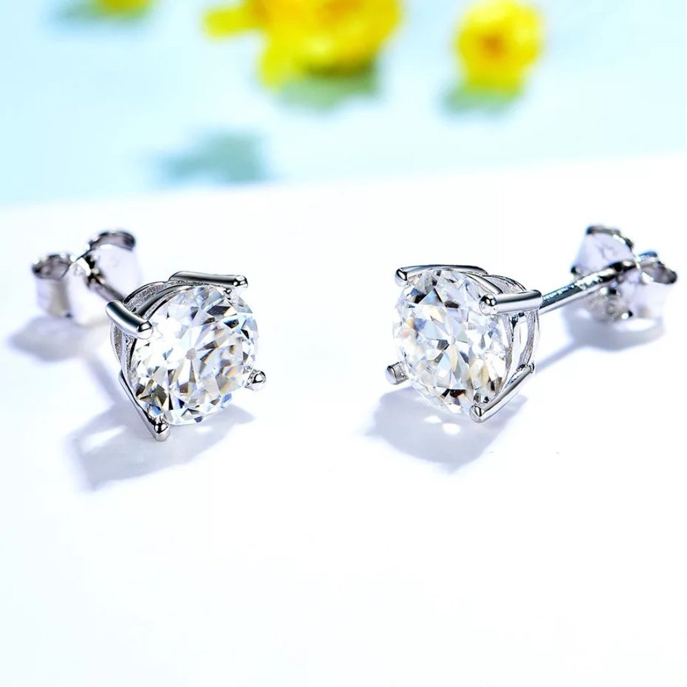 Certified 1ct. t.w. Diamond Brilliant Cut Stud Earrings - Picture 5 of 16